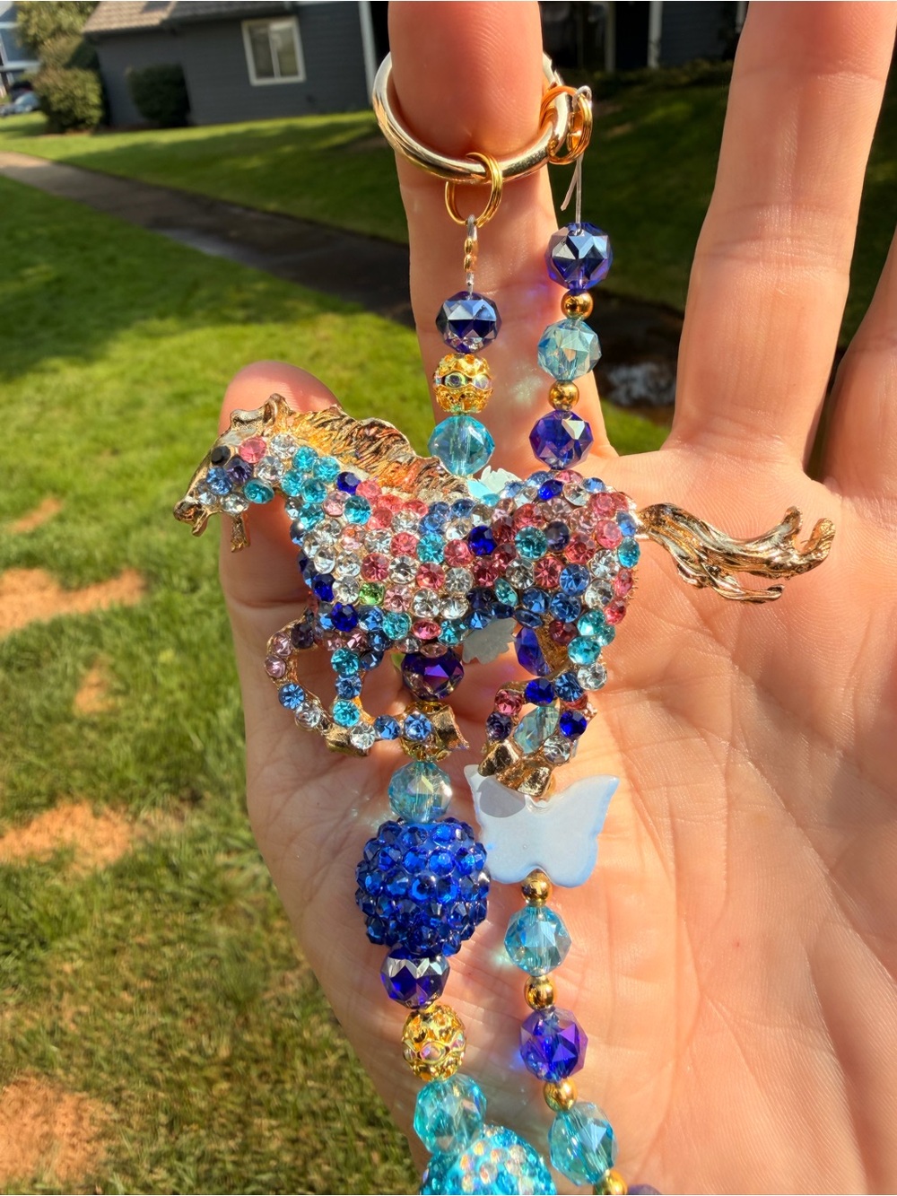 Multicolor Crystal Horse Keychain/Purse charm/horse tack/pant chain
